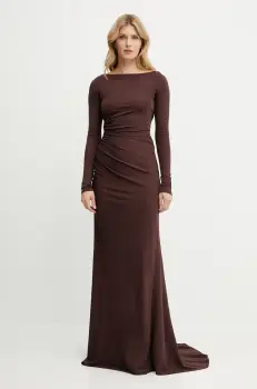 Elisabetta Franchi rochie culoarea maro, maxi, evazati, ABR1852E2 imagine