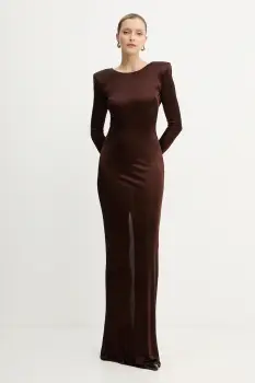 Elisabetta Franchi rochie culoarea maro, maxi, mulata, ABR1056E2 imagine