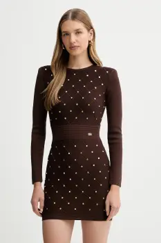 Elisabetta Franchi rochie culoarea maro, mini, mulata, AM25S57E2 imagine