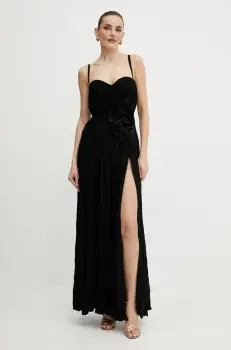 Elisabetta Franchi rochie culoarea negru, maxi, evazati, ABR2252E2 imagine