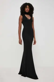 Elisabetta Franchi rochie culoarea negru, maxi, mulata, AB64742E2 imagine