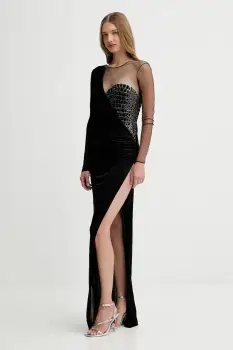 Elisabetta Franchi rochie culoarea negru, maxi, mulata, ABR2257E2 imagine