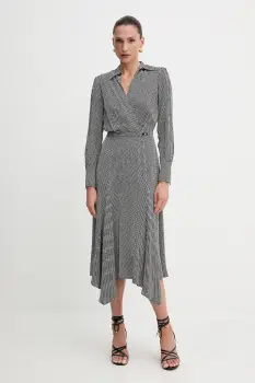 Elisabetta Franchi rochie culoarea negru, midi, evazata, AB86552E2 imagine