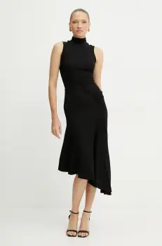 Elisabetta Franchi rochie culoarea negru, midi, evazati, AB84252E2 imagine