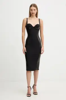 Elisabetta Franchi rochie culoarea negru, midi, mulata, AB83857E2 imagine