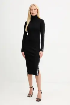 Elisabetta Franchi rochie culoarea negru, midi, mulata, AM03S56E2 imagine