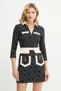 Elisabetta Franchi rochie culoarea negru, mini, drept, ABS0156E2 imagine