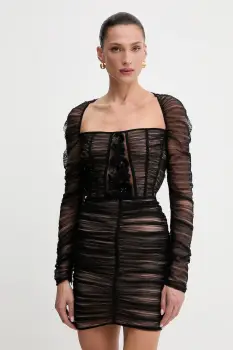 Elisabetta Franchi rochie culoarea negru, mini, mulata, AB68352E2 imagine