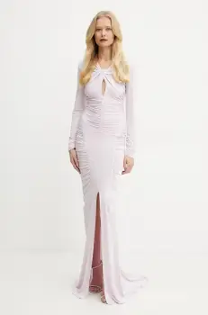 Elisabetta Franchi rochie culoarea roz, midi, mulata, ABR3251E2 imagine