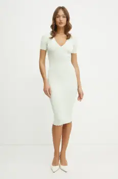 Elisabetta Franchi rochie culoarea verde, midi, mulata, AM53S51E2 imagine