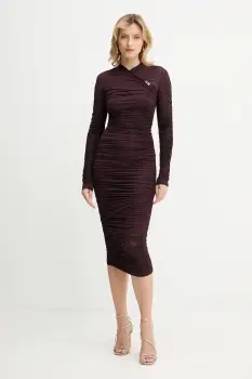 Elisabetta Franchi rochie culoarea violet, maxi, mulata, AB88857E2 imagine