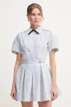 Elisabetta Franchi rochie din bumbac culoarea alb, mini, evazata, AB77051E2 imagine