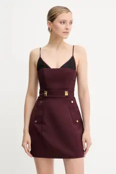 Elisabetta Franchi rochie din lana culoarea bordo, mini, mulata, AB82856E2 imagine