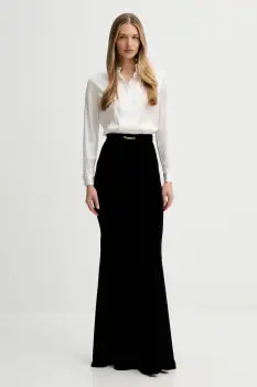 Elisabetta Franchi rochie din matase culoarea negru, maxi, drept, ABR4657E2 imagine