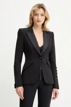 Elisabetta Franchi sacou culoarea negru, un singur rand de nasturi, uni, GI15456E2 imagine