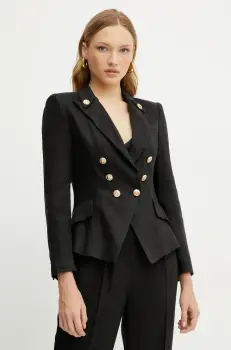 Elisabetta Franchi sacou de in culoarea negru, cu doua randuri de nasturi, uni, GI16252E2 imagine