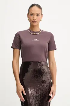 Elisabetta Franchi tricou din bumbac culoarea bordo, MA02856E2 imagine