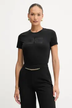 Elisabetta Franchi tricou din bumbac culoarea negru, MA00756E2 imagine