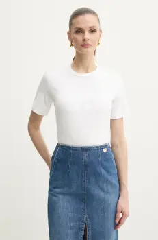 Elisabetta Franchi tricou din bumbac femei, culoarea alb, MA00251E2 imagine