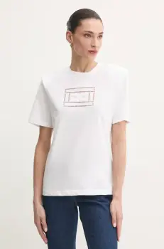 Elisabetta Franchi tricou din bumbac femei, culoarea alb, MA01651E2 imagine