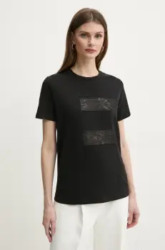 Elisabetta Franchi tricou din bumbac femei, culoarea negru, MA03151E2 imagine