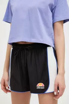 Ellesse pantaloni scurti femei, culoarea negru, modelator, high waist imagine
