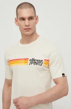 Ellesse tricou din bumbac Sorranta T-Shirt barbati, culoarea bej, cu imprimeu, SHV20128 imagine