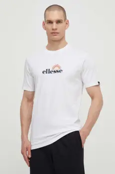 Ellesse tricou din bumbac Trea T-Shirt barbati, culoarea alb, cu imprimeu, SHV20126 imagine