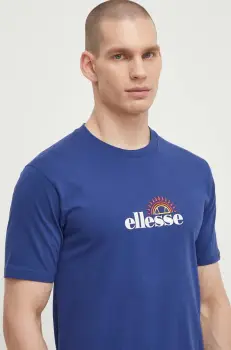 Ellesse tricou din bumbac Trea T-Shirt barbati, culoarea albastru marin, cu imprimeu, SHV20126 imagine