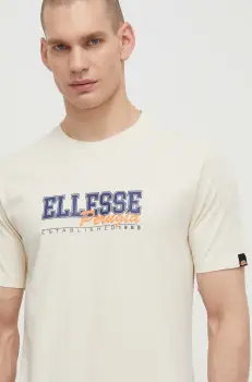 Ellesse tricou din bumbac Zagda T-Shirt barbati, culoarea bej, cu imprimeu, SHV20122 imagine