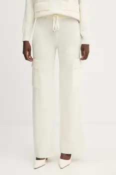 Ermanno Firenze pantaloni de trening cu lana culoarea bej, uni, 57TP027E85 imagine