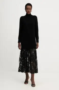 Ermanno Firenze rochie cu lana culoarea negru, maxi, drept, 57TQ013E56 imagine