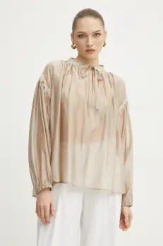 Ermanno Scervino bluza femei, culoarea bej, neted, 56TK021ES3 imagine