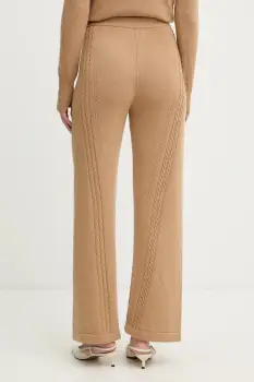 Ermanno Scervino pantaloni cu lana culoarea maro, drept, high waist, D474P501NJG imagine