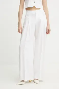 Ermanno Scervino pantaloni femei, culoarea alb, lat, high waist, 56TP029ES1 imagine