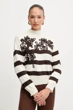 Ermanno Scervino pulover din amestec de lana culoarea bej, cu turtleneck, 57TM067EA5AP imagine