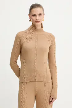 Ermanno Scervino pulover din amestec de lana culoarea maro, light, cu turtleneck, D474M503APNJG imagine