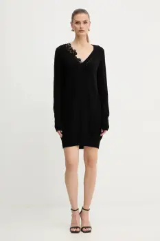 Ermanno Scervino rochie cu lana culoarea negru, mini, drept, D474Q501APNJG imagine