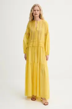 Ermanno Scervino rochie din amestec de matase culoarea galben, maxi, oversize, D464Q620RUQ imagine