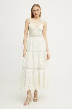 Ermanno Scervino rochie din bumbac culoarea alb, midi, evazati, 56TQ001EN3 imagine