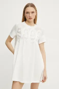 Ermanno Scervino rochie din bumbac culoarea alb, mini, oversize, 56TQ037E36 imagine