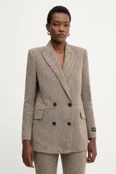 Ermanno Scervino sacou culoarea maro, cu doua randuri de nasturi, cu imprimeu, 57TI001ED0 imagine