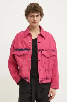 Etudes Studio geaca din denim barbati, culoarea roz, de tranzitie, oversize, H24MMOUT530 imagine