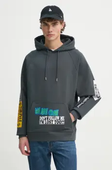 Etudes Studio hanorac de bumbac barbati, culoarea gri, cu gluga, cu imprimeu, H24MMSWE272 imagine