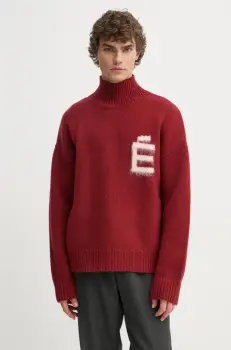 Etudes Studio pulover de lana barbati, culoarea bordo, calduros, cu guler, H24MMKNI610 imagine