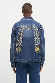 Evisu geaca din denim Sheridan Daicock Printed barbati, culoarea bleumarin, de tranzitie, 2EAHTM4SJ1015 imagine