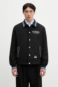 Evisu geaca Flat Knit Collar Coach culoarea negru, de tranzitie, 2ESHTM5JK1053 imagine