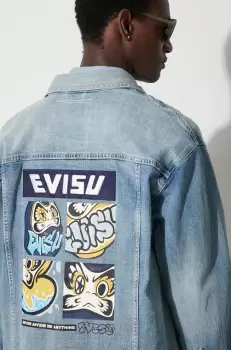 Evisu geaca jeans barbati, de tranzitie, oversize imagine