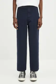 Evisu pantaloni de bumbac Classic Worker Chino culoarea bleumarin, drept, 2ESHTM5PT1063 imagine
