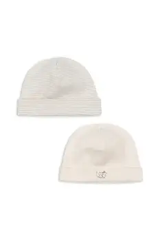 Fanga Fontana sapca din bumbac pentru bebelusi FIO STRIPE 2 PACK BEANIE OCS 2-pack culoarea bej, FA100039 imagine